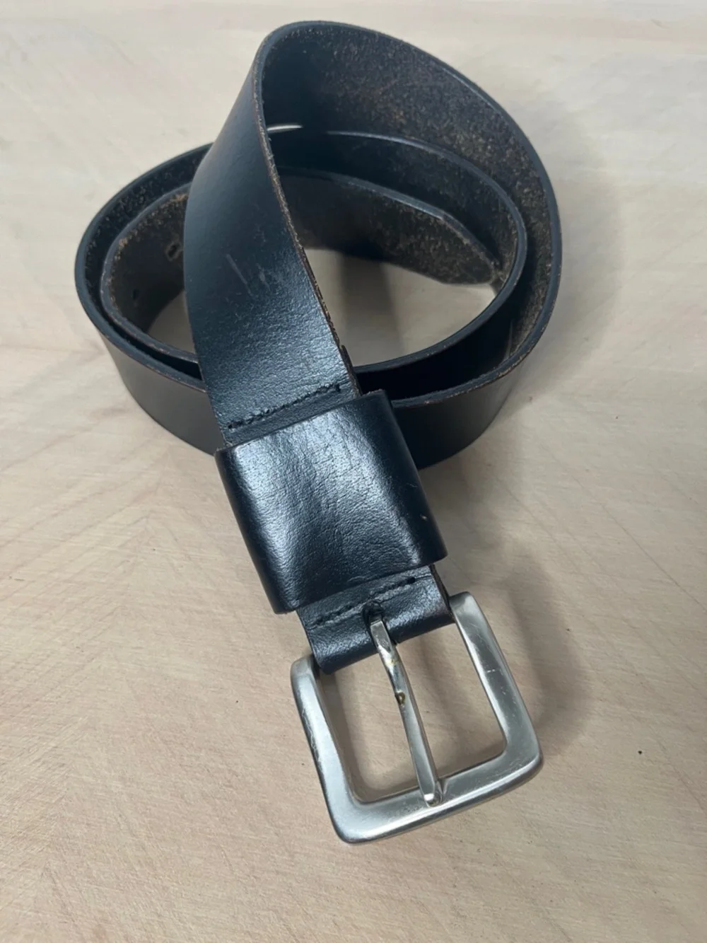 Wide Black Leather Men's Belt - Unbranded Size 36